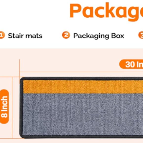 J JIMOO Stair Treads Non Slip for Wooden Steps, 4 PCS 8" X 30" Stair Carpet Run - Picture 6 of 10